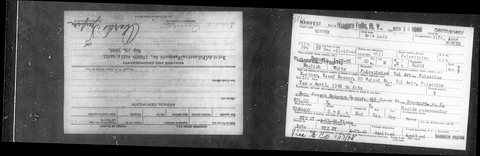 Zeidi’s border card, Niagara Falls, 16 November 1948: “Rabbi”, born 28 January 1896 at Vislauce; nearest relative his brother Yosef Rosner o