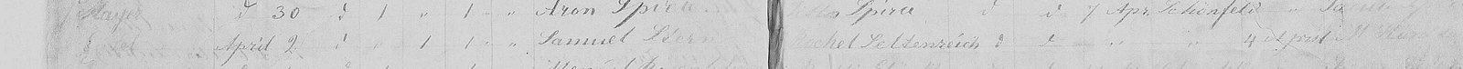 The birth of Gitel, daughter of Samuel Stern and Rochel Seltenreich, Kurima, 2 April 1874 — Babi’s great-aunt.